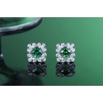  New Women's  Sterling Silver Emerald Green Stud Earrings Sparkling Wedding Party Engagement Gifts