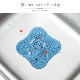 Kitchen Sink Filter Sewer Hair Filter Bathroom Block Square Suction Cup Floor Drain Cover Piece Black and White Accessories