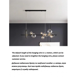 Modern Dining Room LED Chandelier Restaurant Coffee Shop Clear Glass Ball Hanging Light Office Bar Deco Long Pendant Lamp Black