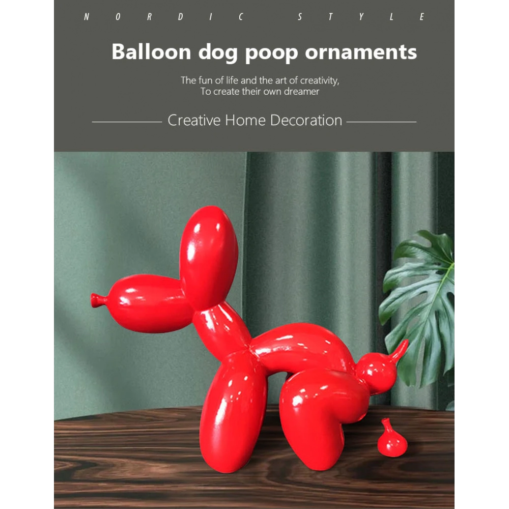  Resin Balloon Dog Poo Figurines Interior Funny Luxury Animal Statue Home Living Room Tabletop Decor Object Collectio